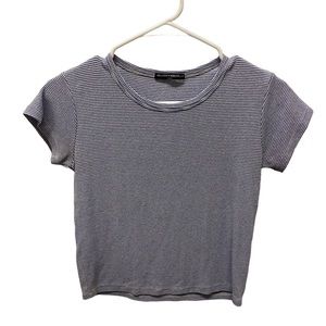 Brandy Melville Striped Blue and White Cropped T
